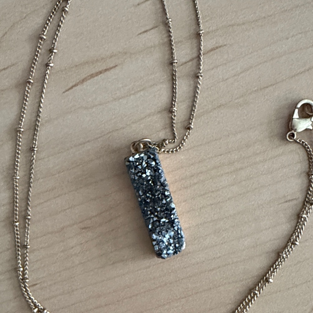 Gold Necklace with 1.5” Glitter Pendant